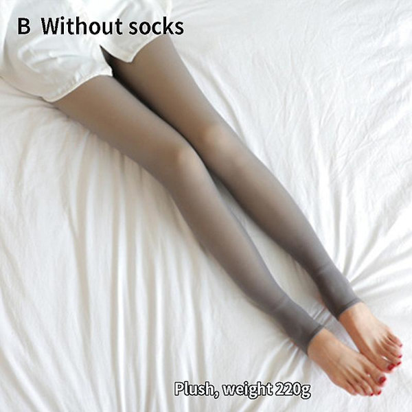 Vintervarma Leggings Dam Tjock Fleece Leggings High Waist Plus grey thin style with socks