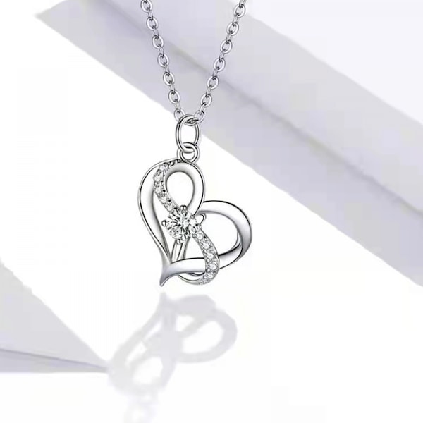 Lyckotalhänge med ny design, lång kedja, diamant, inklusive presentask, jul