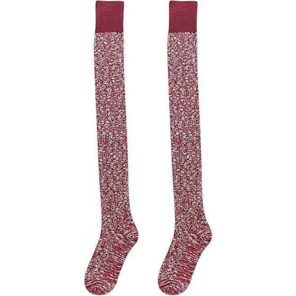 Dam Tigh High Bomull Stickad Vinter Strumpsocka