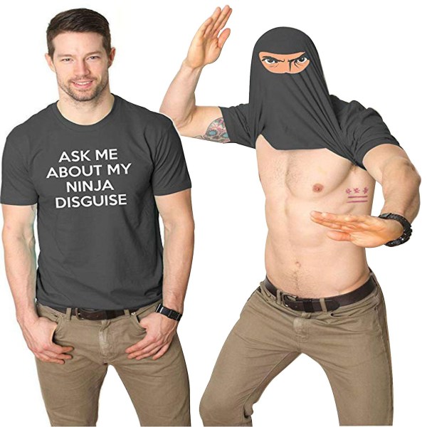 Ninja Disguise T-shirt Karate Martial Arts Tee Top - Barn & Vuxen Dark gray M