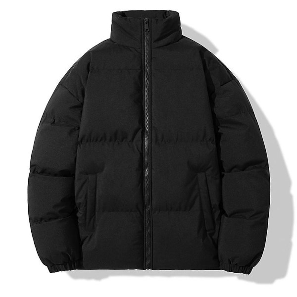 Läsbart Herr Vinterjacka Casual Oversize Stå Krage Tjock Ja svart 2XL