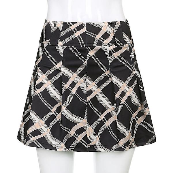 Casual Y2k rutig plisserad kjol L Black