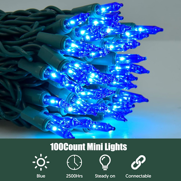Dirnun julbelysning Klarvit 100 Count glödlampor UL C Blue