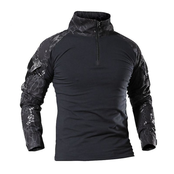 Militär Taktisk Skjorta för Män Combat Shirt Jakt Kläder Camouflage Black python XL