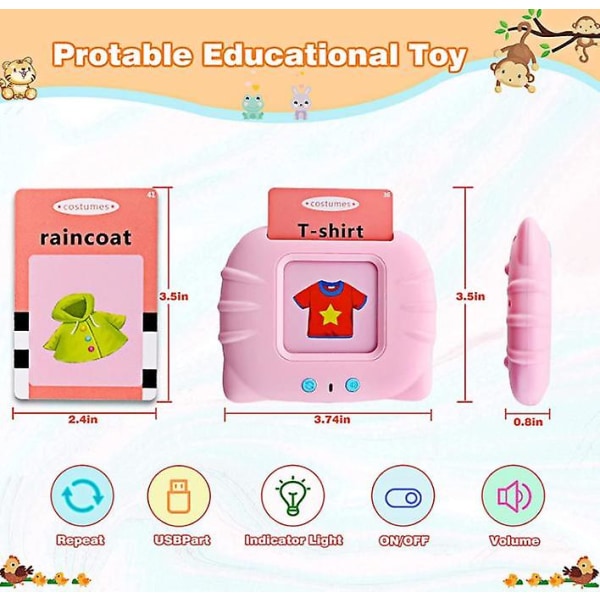 Smart engelsktalande kortläsare Barnleksaker Barn Utbildande till Pink