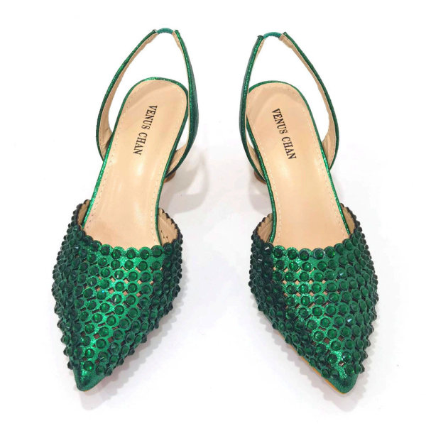 Italiensk designsko och set i attraktiva matchande färger - hög Green 40