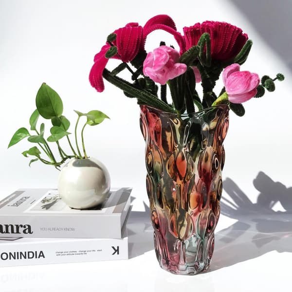 Okrossbar Blomstervas i Glas 1.1kg 24cm Glittrande Böhmisk Stil