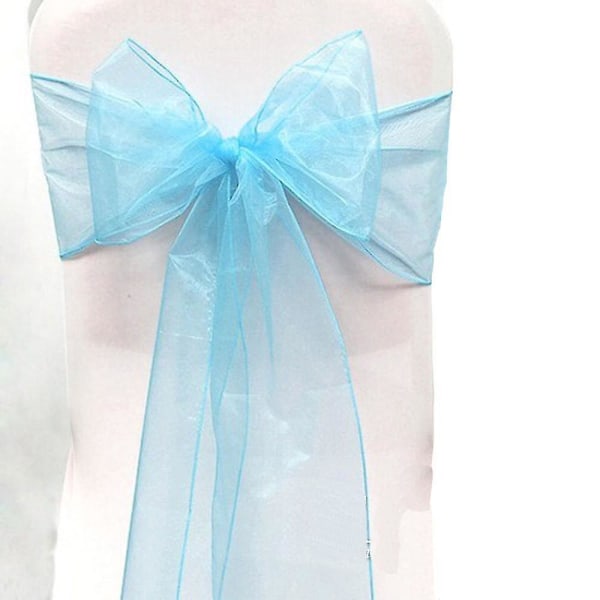 Organza Stolskydd Bred Tulle Bågar Band Knyt Bröllop Fest Het 10 Pcs Light Blue