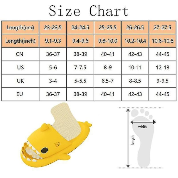 2022 Shark Tofflor Halkfria dusch Badtofflor Soft Summe 44-45 Gul A