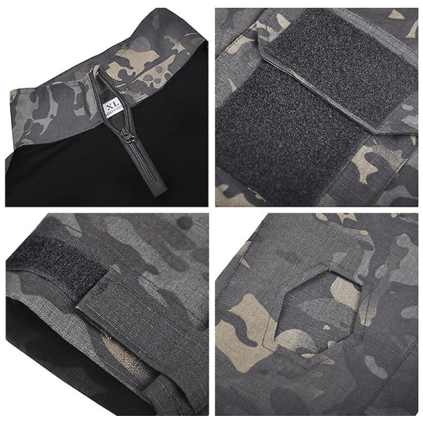 Militär Taktisk Skjorta för Män Combat Shirt Jakt Kläder Camouflage Black python XL