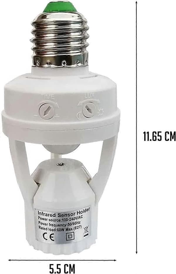 Sockel med PIR-rörelsesensor för glödlampor med E27-sockel