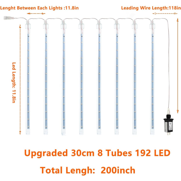 2-Pack juldekorationsbelysning utomhus, totalt 384 LED Meteor Showe Cool White