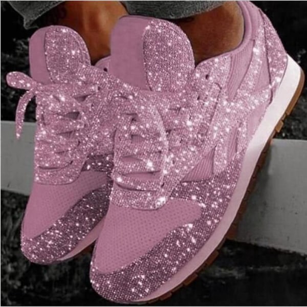 Träningsskor för kvinnor Atletiska skor Sneakers Outdoor Daily Paljetter P pink 38