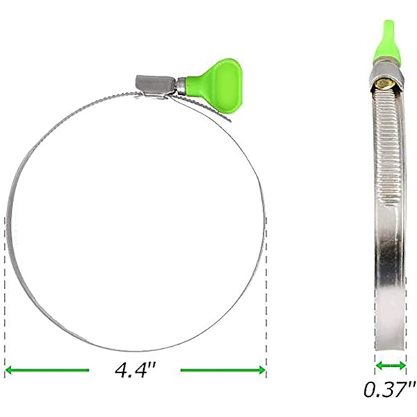 10-pack 4-tums slangklämma, justerbar rostfri 4-tums slangklämma, rörklämma, snäckväxelklämma, torktumlarventilklämma, tumskruv
