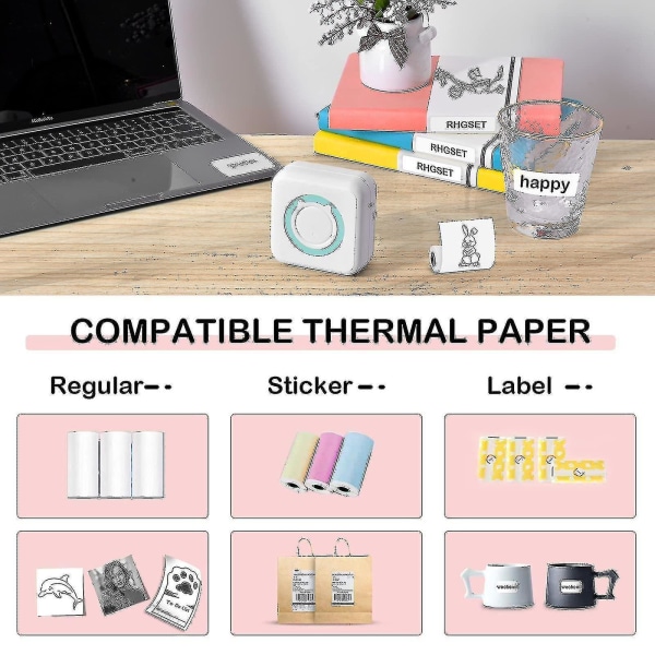 Mini Pocket Sticker Printer, Bluetooth Wireless Portable Mobile Printe style2