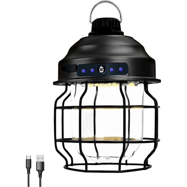 LED Campinglykta för utomhusbruk, 3600mAh Batteri, Trädgårdsdekorationer i Vintage Stil med 3 Ljuslägen, LED Campinglampa för Utomhusbruk, Lämplig för Camping