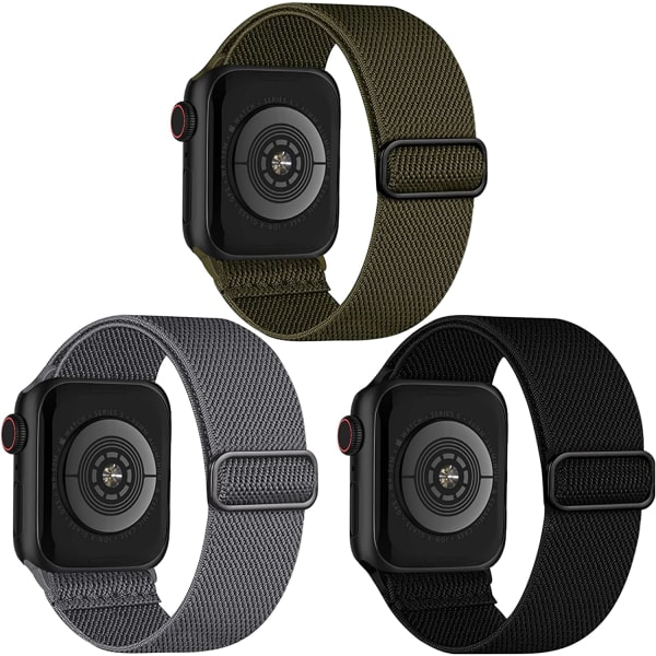 Stretchband Kompatibel med Apple Watch Armband 38mm 40mm 43mm Armgrön/mörkgrå/svart 42/44/45/49 mm