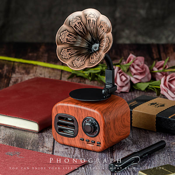 Retro Klassisk Stil Bluetooth Grammofon Högtalare Bärbar Mini Trådlös Ljudhögtalare För Hemmet