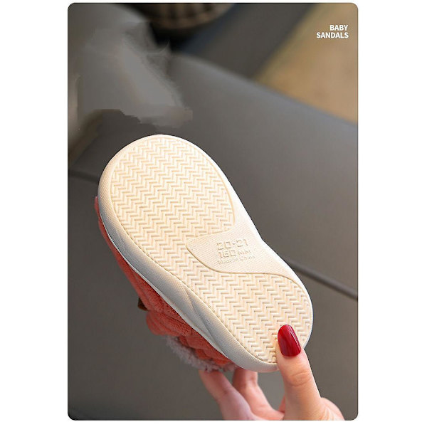 Unisex Kinder Flache Hausschuhe, Flickor Pojkar Tofflor i plysch bomull guld Ingen klack 16CM 2 years old