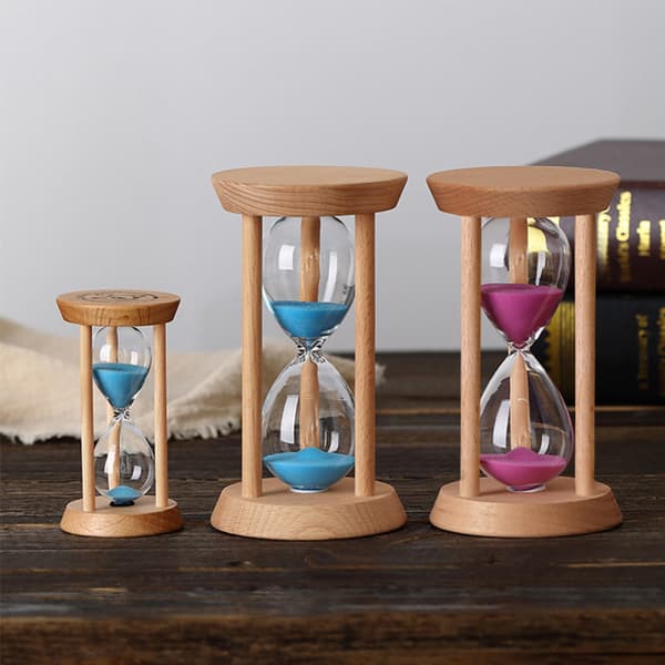 3 Minuters Timglas Sand Timer - Rund Glas Trä Sandklocka