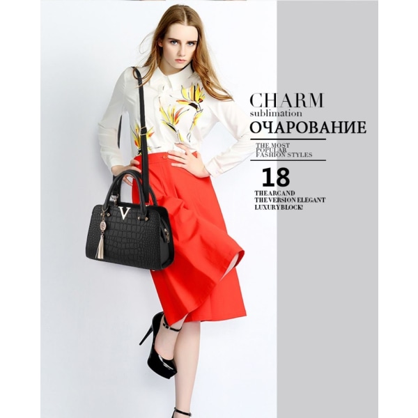 Axelväska Casual Mångsidig handväska för kvinnor (Fashion Faux Leather Sh Black