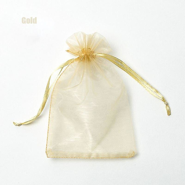 100 st 22 Färger 7x9 9x12 10x15 13x18 Cm Ritade Organzabägare Smycken golden 7x9cm 100pcs