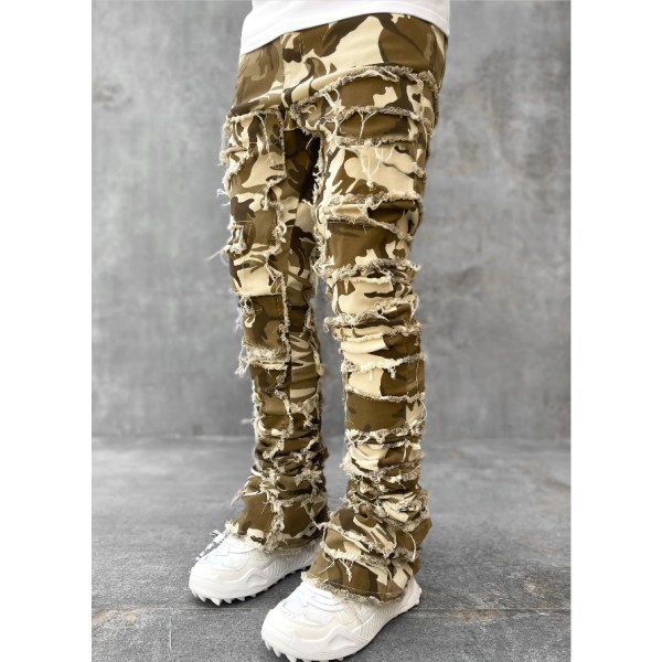 V-hanver Herr Streetwear Baggy Jeans Byxor Kors Hip Hop Män Lös camouflage