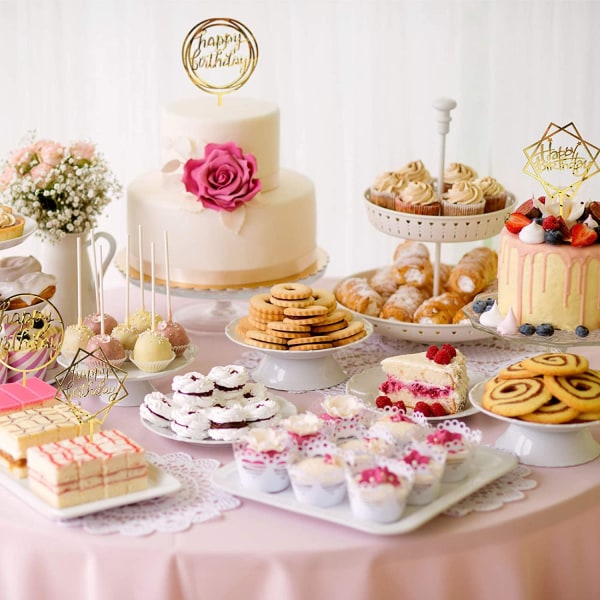 12 delar Grattis på födelsedagen Cake Topper Akryl Födelsedag Cupcake Till