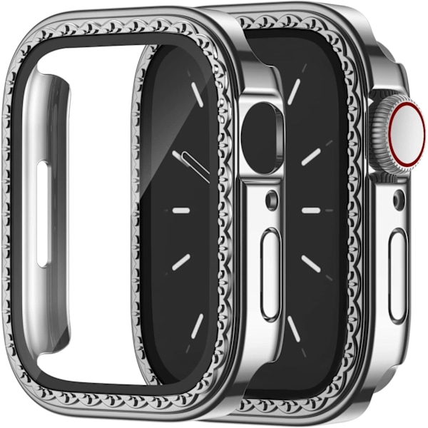 Kompatibel med Apple Watch med Härdat Glasskydd Silver/Silver 40 mm