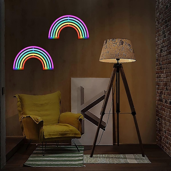 Neonljus, Hängande USB/Batteri Planet Lampa Neonljus för Bar, Bröllopsdekor, Födelsedagsfest etc. (Regnbåge 30.3*2*18cm)