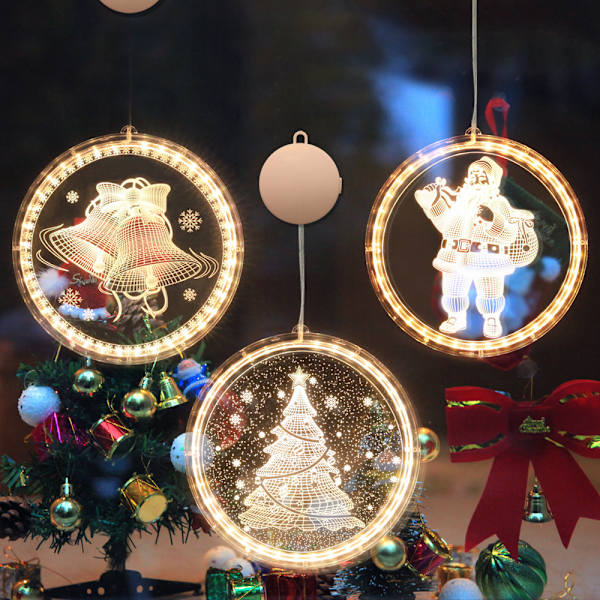 3D julfönsterbelysningsdekorationer - LED Xmas Light för fönster -