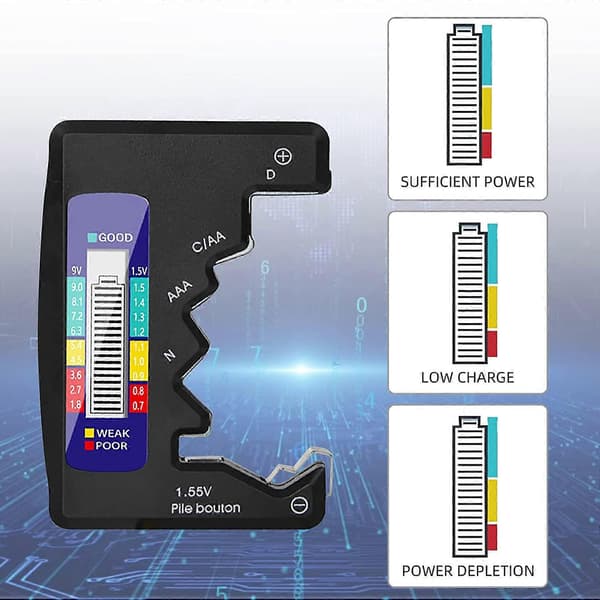 Digital batteritestare, universell LCD-batteritestare för AAA/AA/C/D knappcell 1,5V-9V