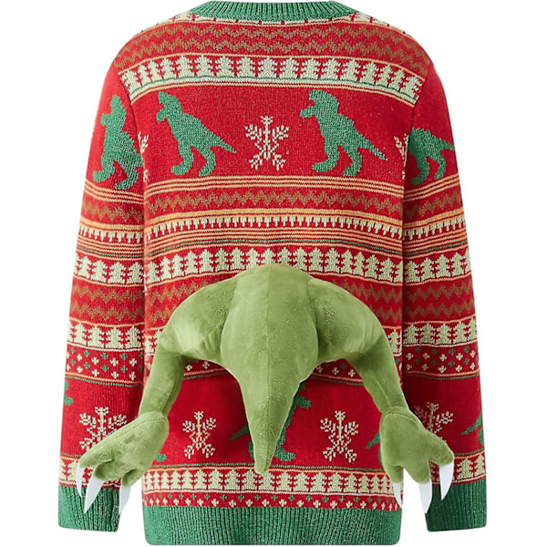 Unisex Stickad Ful Jultröja - Nyhet 3D Dock Pullover För Tyrannosaurus rex L
