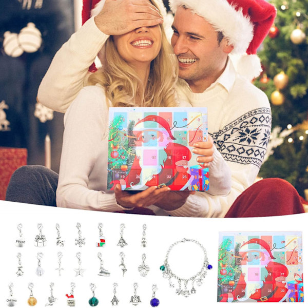 Adventskalender Presentask med DIY-Charm Armbandset för Barn Farbe