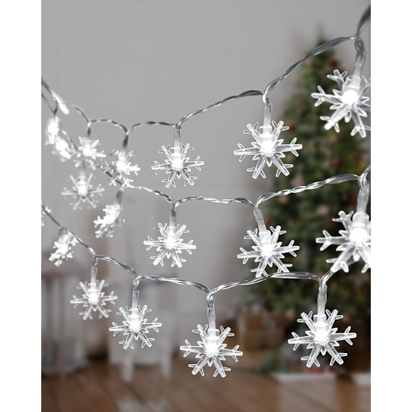 Snöflingeljus för juldekorationer inomhus 13 fot 40 LED Snöflinga