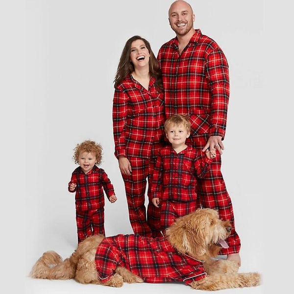 Jul Familj Matchande Pyjamas Pläd Bomull Mamma Pappa Baby Barn 2180 Red Baby 12-18M