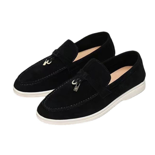 Sommarvandringsskor Kvinnor Loafers Mocka Casual Moccasin Lås Beanie Sko black 42