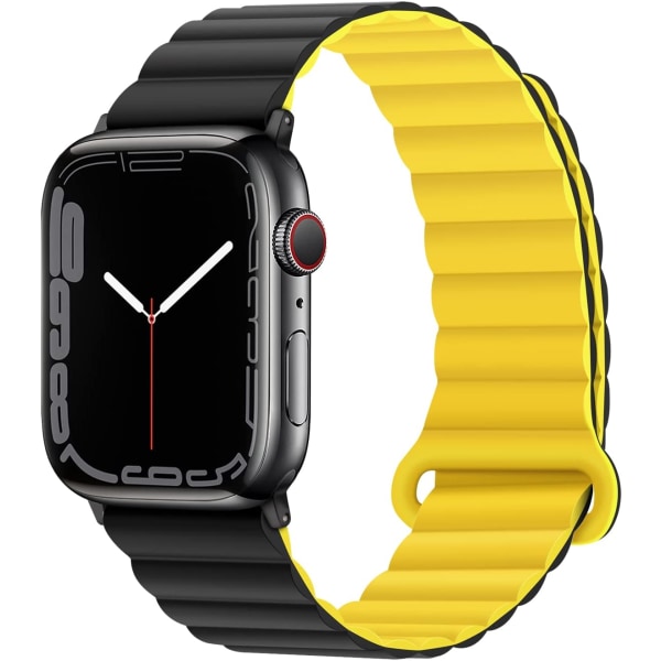 Kompatibel med Apple Watch dubbelsidigt vändbart magnetband Svart/gul 41 mm/40 mm/38 mm