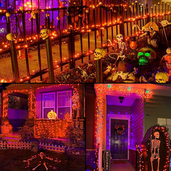 200 LED flerfärgade julbelysning utomhus Vattentät, expanderbar 66f Orange Connectable 200 LED
