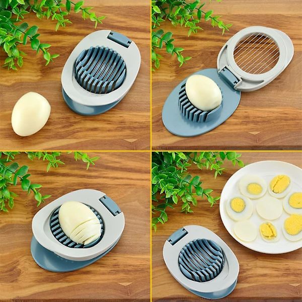 Rostfritt stål kokt ägg Slicer Cutter Chopper Sandwich Slicer Kitch Blue Grey