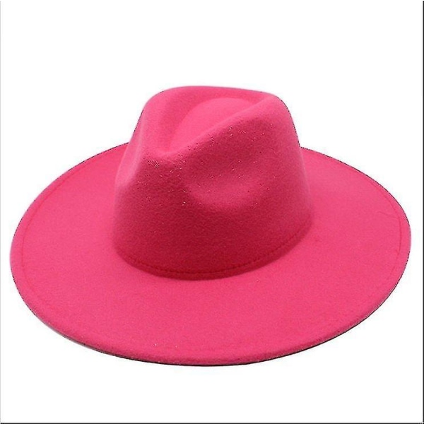 Varm vinter Klassisk Fedora-hatt med bred brätte Svart Vit Ullhattar Rose Red color