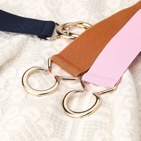 Modemetallspänne Tunn Stretchmidjebälte Randigt Elastiskt Midjeband Gray