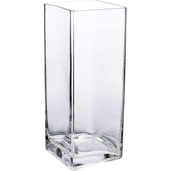 Hög Kvadratisk Vas Hemdekorativ Blomvas Glasvas Bröllop Fest Bordscentrum (4\"4\"10\")
