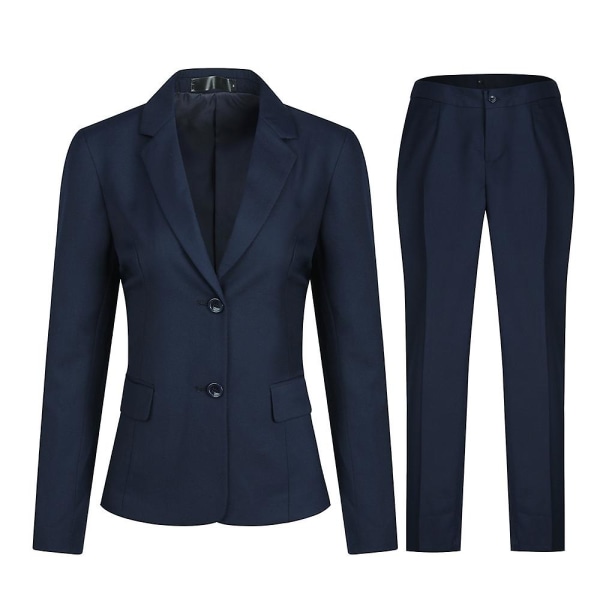 Allthemen Damkostym för Kvinnor, 2-delad, Slank Passform, Business Dark Blue L