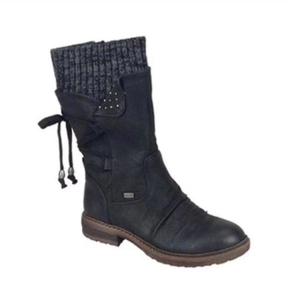 Kvinnor Ankel Boots Varmfodrade Vinter Snörskor Black EUR38