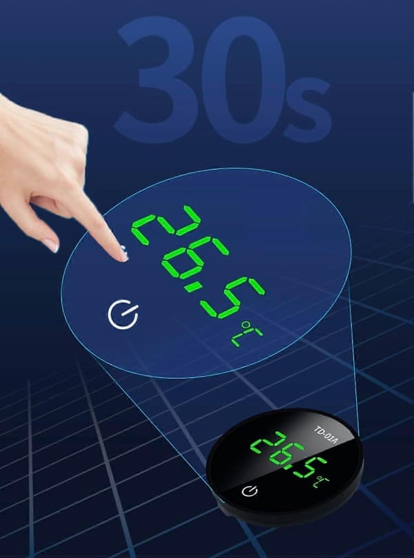 Akvarietermometer, Touch LED-display Akvarietermometer, Hög Precision, Uppladdningsbar