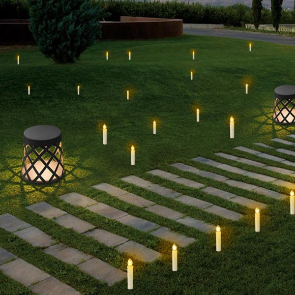 10 st Led Candles Led Fairy Tale Light Sladdlös Dimbar Candlelight Full color+12 button Beige