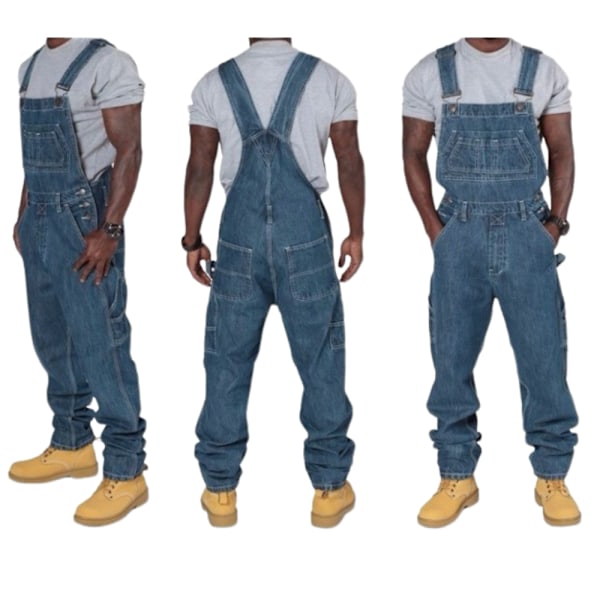 Herrarnas Ballroom Double Flex Denim Bib Overall Stonewashed Indigo Bib 3XL