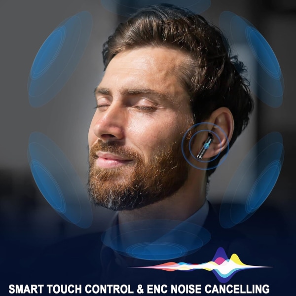 Trådlösa hörlurar, Bluetooth 5.3 Hörlurar i örat med 4 ENC Brusreducering Black