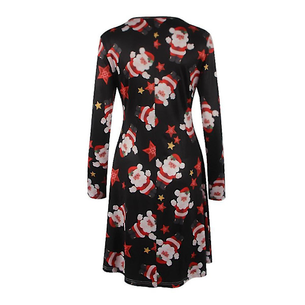 Kvinnors Festklänning Julklänning Damernas Semester Jultomte Swing M 4XL Santa Claus Black